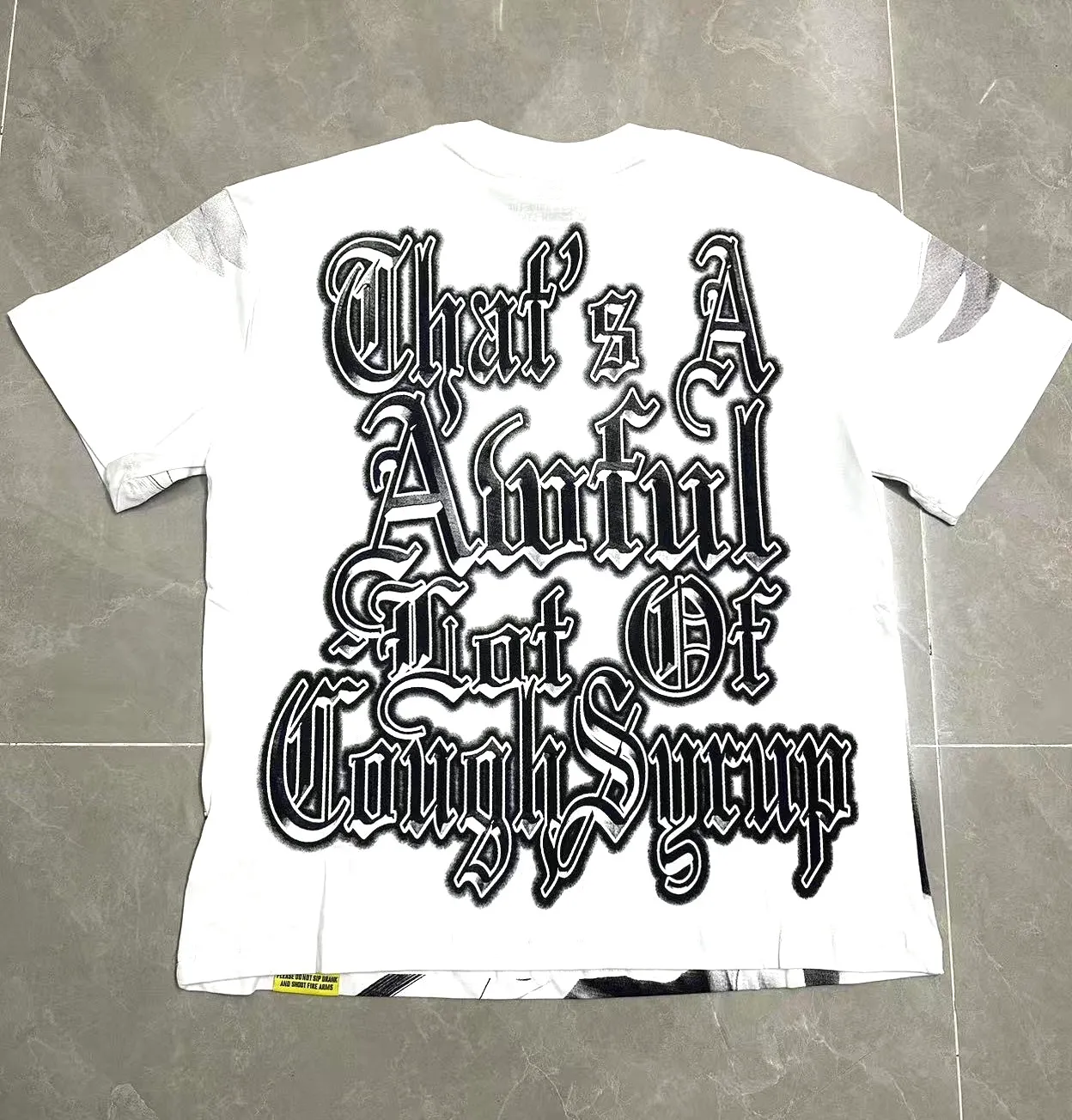 #White I THAT'S A AWFUL LOT OF COUGH SYRUP In Stock Real shot American simple trendy brand loose casual T-shirt Fabric (fabric): 32 counts Weight combed double yarn pure cotton Sizes (size): S-M L X L Color (colour): White, Black